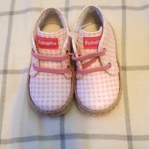 Falcotto- White & pink checkers lace up shoes